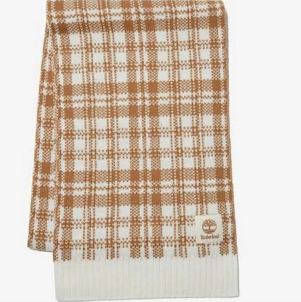 Timberland Scarf ~ Wheat-Colored Buffalo Plaid ~ Super Soft Acrylic ~10 X 64